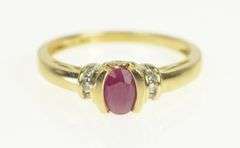 10K Yellow Gold Oval Natural Ruby Diamond Accent Vintage Ring