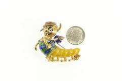 18K Yellow Gold Enamel Stylized Caterpillar Hobo Diamond Pin/Brooch