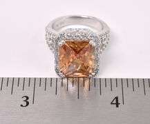 Orange CZ Ring In Sterling Silver
