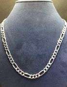 ELEGANT 14K WHITE GOLD FIGARO STYLE CHAIN NECKLACE
