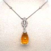 14K WHITE GOLD CHARM NECKLACE WITH DIAMONDS