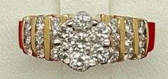 LADIES 14K AND DIAMOND ENGAGEMENT RING