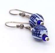 925 Sterling Silver Glass Dangle Earrings