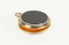 14K Yellow Gold Onyx Carnelian Victorian Picture Locket Charm/Pendant