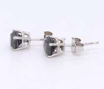 White Gold approximate 0.80ctw Black Diamond Stud Earrings