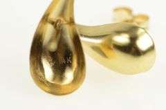 14K Yellow Gold High Relief Tear Drop Paisley Curved Stud Earrings