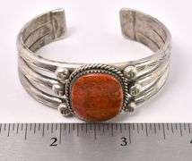 Coral Cuff Bracelet In Sterling Silver