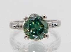 4.35 Ct Paraiba Green VVs1 Fire Moissanite Ring