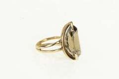 14K Yellow Gold Pear Smoky Quartz Retro Vintage Large Cocktail Ring