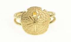 14K Yellow Gold Sand Dollar Sea Shell Ocean Motif Ring