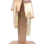 3 DIAMOND CARAT! 14K YELLOW GOLD HOOPS