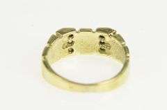 14K Yellow Gold Squared Grooved Diamond Retro Vintage Ring