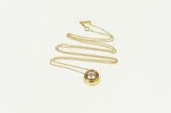 14K Yellow Gold 1.0mm Cable Chain Cubic Zirconia Round Necklace