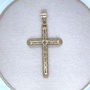 14K YELLWO GOLD FILIGREE CROSS PENDANT NECKLACE