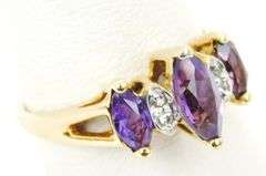 Vintage 10K Amethyst's & Diamonds Ring, 5.75