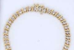Attractive Yellow Gold 3ctw Diamond S Tennis Bracelet