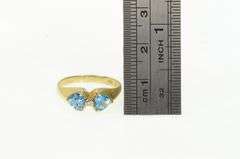 14K Yellow Gold Heart Blue Topaz Diamond Accent Vintage Ring