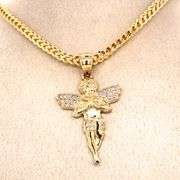 14K YELLOW GOLD ANGEL CHARM WITH CHAIN