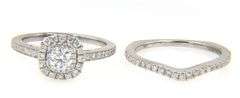 1.05ctw Round Diamond Double Cushion Frame Bridal Set in 14K