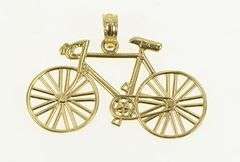 14K Yellow Gold Bike Bicycle Cyclist Vintage Travel Charm/Pendant