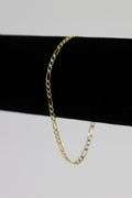 10k Yellow Gold Solid Pave Figaro Link Chain 2.6mm Bracelet 7"