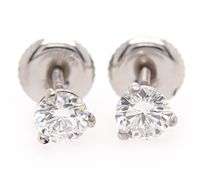 0.61ctw Round Diamond Solitaire Stud Earrings in 14K
