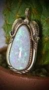 Signed Native American-Style 14K Opal Pendant