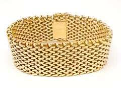 BEAUTIFUL 1970'S ART DECO 18KT SOLID YELLOW GOLD WIDE BRACELET- 184.0+ GRAMS OF GOLD!