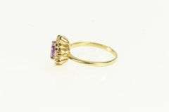 14K Yellow Gold Marquise Amethyst Diamond Halo Vintage Ring