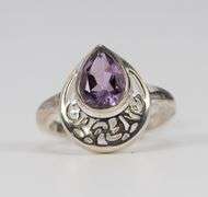 Sterling Silver Natural Amethyst Gemstone Ring Size 7