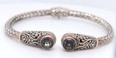 925 Sterling Silver Mystic Topaz Bangle Bracelet