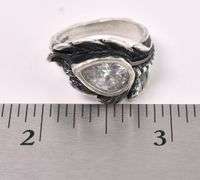 Feather Ring With CZ In Sterling Silver