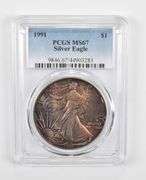 MS67 1991 American Silver Eagle - PCGS Insane Tone!