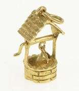 14K Yellow Gold 3D Wishing Well Articulated Hope Symbol Charm/Pendant