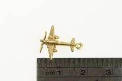14K Yellow Gold 3D Articulated Propeller Plane Jet Charm/Pendant