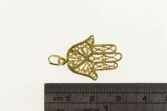 14K Yellow Gold Hamsa Trad. Protection Symbol Filigree Charm/Pendant