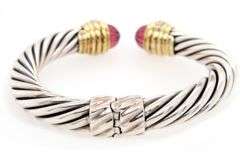David Yurman Renaissance Tourmaline and Diamond Cuff Bracelet in 18K and Sterling