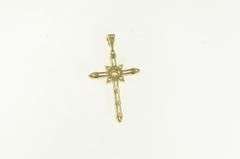 10K Yellow Gold Classic Vintage Cross Christian Faith CZ Charm/Pendant