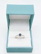 14kt Solid White Gold, Blue Sapphire, & Diamond Ring