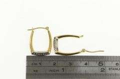 14K Yellow Gold Two Tone Squared Textured Fashion Hoop Earrings