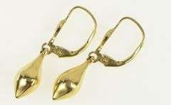 14K Yellow Gold Tear Drop Puffy Vintage Dangle Statement Earrings