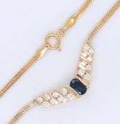 Gorgeous Yellow Gold Oval Sapphire and Diamond Necklace