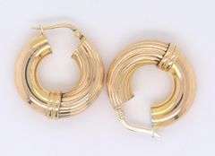Amazing Yellow Gold Satin Finish Textured Hoop