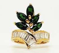 18kt Solid Yellow Gold, Green Tourmaline, & Diamond Ring