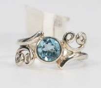 Sterling Silver Natural Blue Topaz Gemstone Ring Size 8