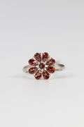 Sterling Silver Natural Garnet Gemstone Ring Size 9