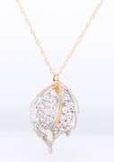 Handsome Cubic Zirconia Leaf Pendant on Chain in Yellow Gold
