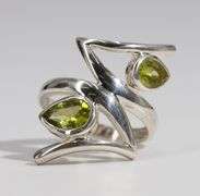 Sterling Silver Natural Peridot Gemstone Ring Size 6