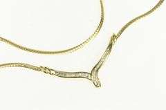 14K Yellow Gold 0.31 Ctw Diamond Chevron Herringbone Chain Necklace