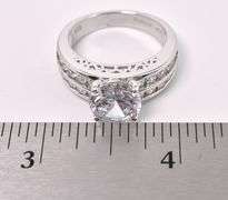 Large CZ Ring In Sterling Silver